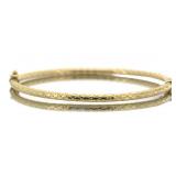 10kt Gold Etched Tube Cuff Bracelet