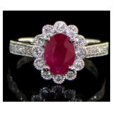 14K White Gold 1.93 ct Ruby and Diamond Ring