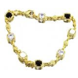 Mother of Pearl, Onyx, & White Topaz Bracelet