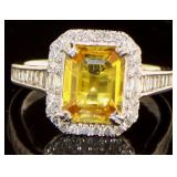 14K White Gold 2.91 ct Sapphire and Diamond Ring