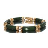 14kt Gold Vintage Natural Jade Bracelet