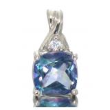 10kt Gold Mystic Topaz & Diamond Pendant