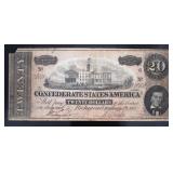1864 Confederate States $20.00 Large Bank Note