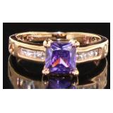Rose Toned Amethyst & White Topaz Fashion Ring
