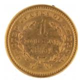 1851 Type 1 Liberty Head $1.00 Gold Coin