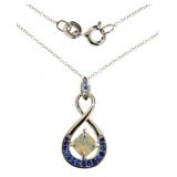 Princess Cut Opal & Sapphire Necklace