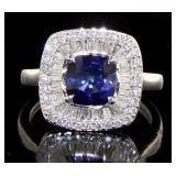 14K White Gold 2.75 ct Sapphire and Diamond Ring