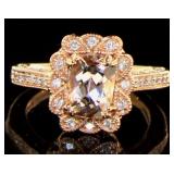 14K Rose Gold 1.65 ct Morganite and Diamond Ring