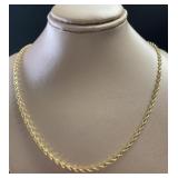 10kt Gold 20" Diamond Cut Rope Chain