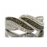 Natural Green Diamond Wave Ring