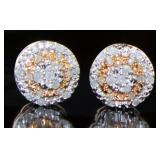 Brilliant Two Tone Diamond Stud Earrings