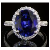 14kt White Gold 7.15 ct Sapphire & Diamond Ring