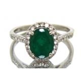 10kt Gold Oval Natural Emerald Dinner Ring