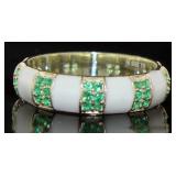 Elegant Emerald & Opal Eternity Band