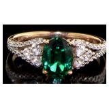 10kt Gold Oval 2.30 ct Emerald Cocktail Ring