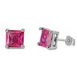 Beautiful Princess Cut 3.00 ct Ruby Stud Earrings