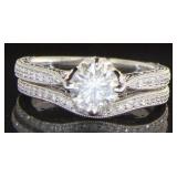 14K White Gold 1.31 ct Round Diamond Bridal Set