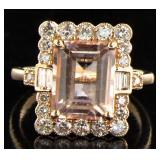 14kt Rose Gold 3.50 ct Morganite & Diamond Ring