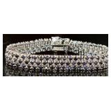 Genuine 10.21 ct Blue Sapphire 3 Row Bracelet