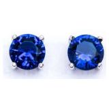Round 3.00 ct Sapphire Solitaire Earrings