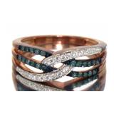 Rose Silver Blue Diamond Deisgner Ring