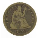 1858 Seated Liberty Silver Quarter