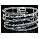 Natural 6.33 ct Blue Topaz Designer Bracelet