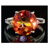 Round 5.50 ct Mystic Orange Sapphire Ring