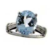 Natural Oval 4.15 ct Sky Blue Topaz & Diamond Ring