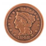 1848 Liberty Braided Hair Copper Large Cent