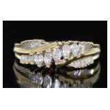 14kt Gold 3/4 ct Marquise & Baguette Diamond Ring