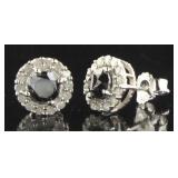 Natural 2.50 ct Black-White Diamond Stud Earrings