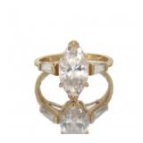 10kt Gold Marquise Cut CZ Solitiare Ring