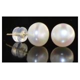14kt Gold Natural 8 mm Cultured Pearl Earrings