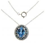 Oval 4.33 ct Swiss & London Blue Topaz Necklace