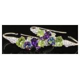 Natural Amethyst, Peridot, & Rainbow Topaz Earring