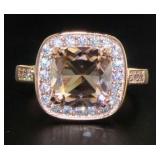 Cushion Cut 4.10 ct Morganite Designer Ring