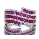 Elegant 2.70 ct Baguette Ruby Wave Ring