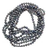 Genuine 96" Tahitian Black Pearl Necklace