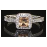 Natural Cushion Cut Morganite Dinner Ring