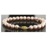 18kt Gold 8mm Rose Freshwater Pearl Bracelet