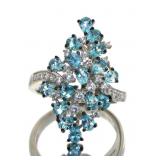 Genuine 4.33 ct Blue Apatite Waterfall Ring
