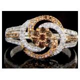 Genuine 1/2 ct Red & White Diamond Designer Ring