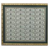 (32) Framed Uncut Sheet $2.00 Bank Notes