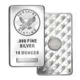 10 Ounce - .999 Fine Silver Sunshine Minting Bar