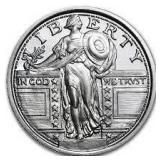 1/4 Ounce: Standing Liberty .999 Fine Silver Coin