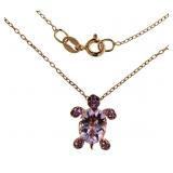 Rose Toned Genuine Amethyst Turtle Necklace