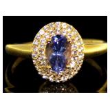 Genuine Tanzanite & White Topaz Designer Ring