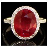 14kt Gold 9.19 ct Oval Ruby & Diamond Ring