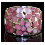 Beautiful Pink Mother of Pearl Flower Ring